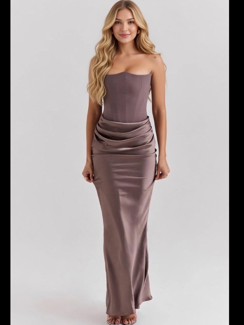 HOUSE OF CB 'Persephone' Smoke Strapless Corset Maxi Dress/ XSmall US2-4 $329 - Picture 3 of 7